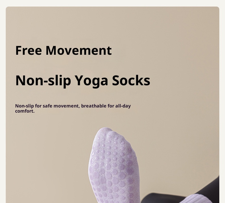Chaussettes de sport mi-mollet antidérapantes pour femmes, idéales pour le yoga, le fitness et le Pilates. À porter avec un pantalon Shark._voghion.com