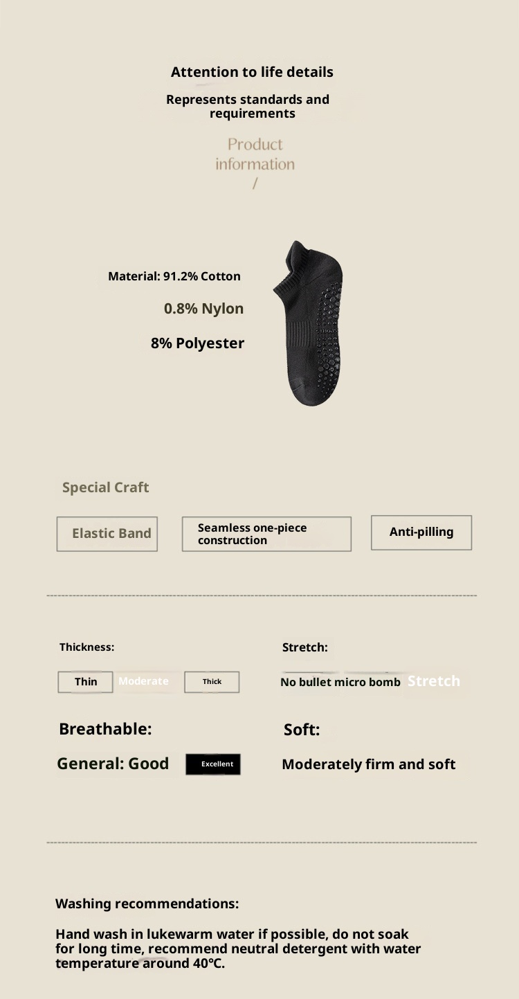 001 90% Yoga Herren Professionelle Anti-Rutsch Pilates Nahtlose Fitness Laufsocken aus reiner Baumwolle_voghion.com