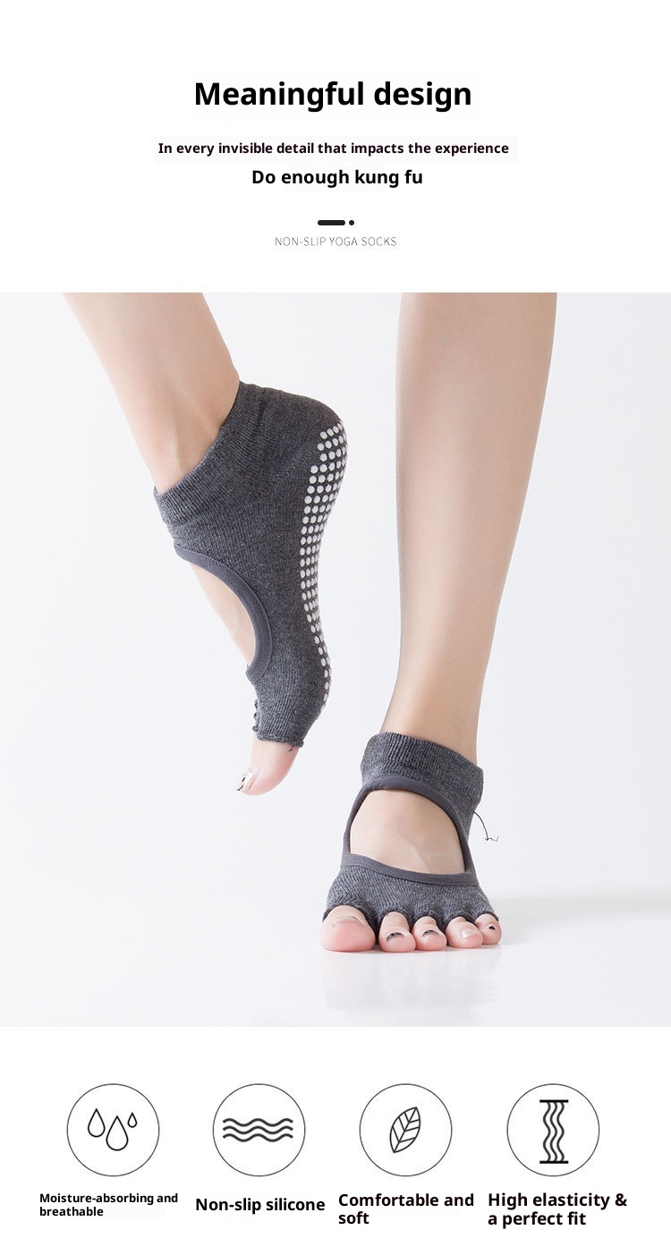 001 In Stock Direct Shipping Korean Hot Sale Open Back Yoga Five Toe Pointed Yogo Fitness Non-Slip Floor Socks_voghion.com
