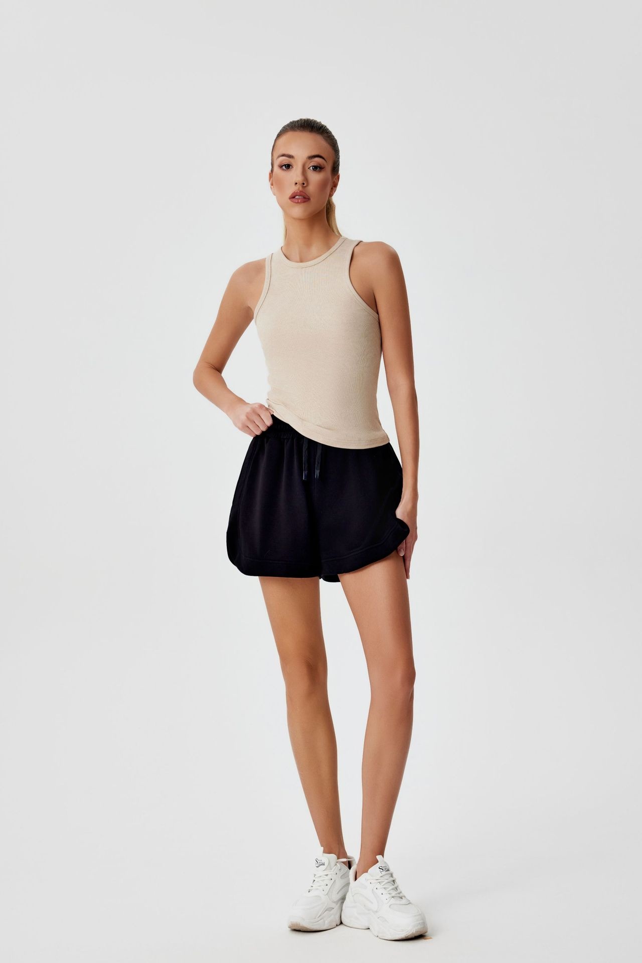 001 Cross-border Ribbed Shiny Silk Nude Top For Women, Sweat-absorbing Sports Sleeveless Vest, Round Neck Summer Outdoor_voghion.com