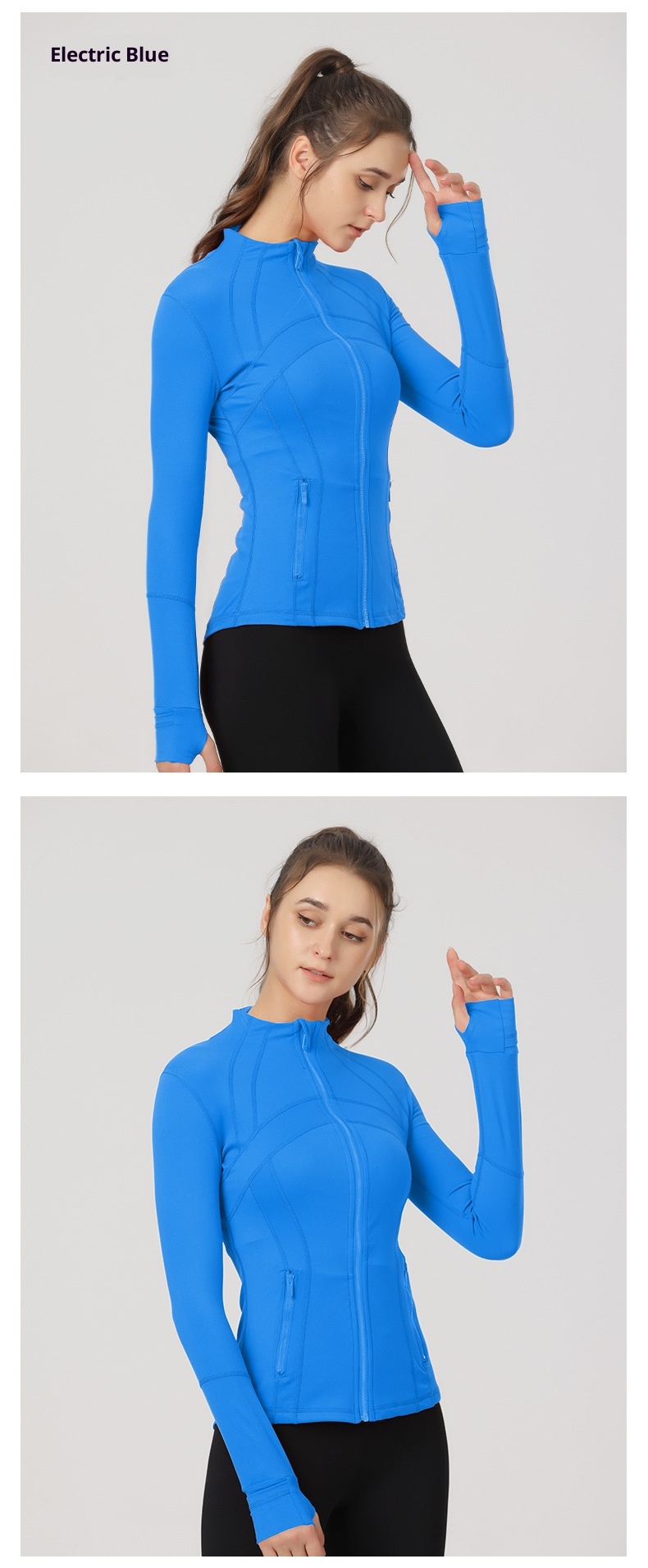 001 Lu Spring Summer Skin-Friendly Double-Sided Brushed Elastic Defi Top Sports Slim Fit Stand Collar Jacket Yoga Wear Coat_voghion.com
