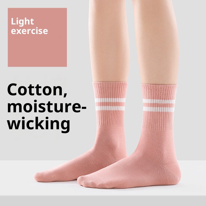 001 Pure Cotton For Women, Mid-Calf, Wholesale, Spring Summer, Running Sports, Sweat-Absorbing, Yoga, Fitness, Black And_voghion.com