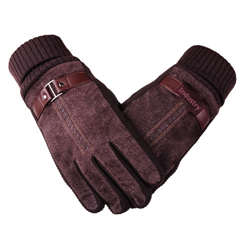 Guanti invernali ActiveGo in vera pelle per uomo e donna, spessi e foderati in pile, caldi guanti in cotone, antivento per ciclismo e sci all'aperto_voghion.com