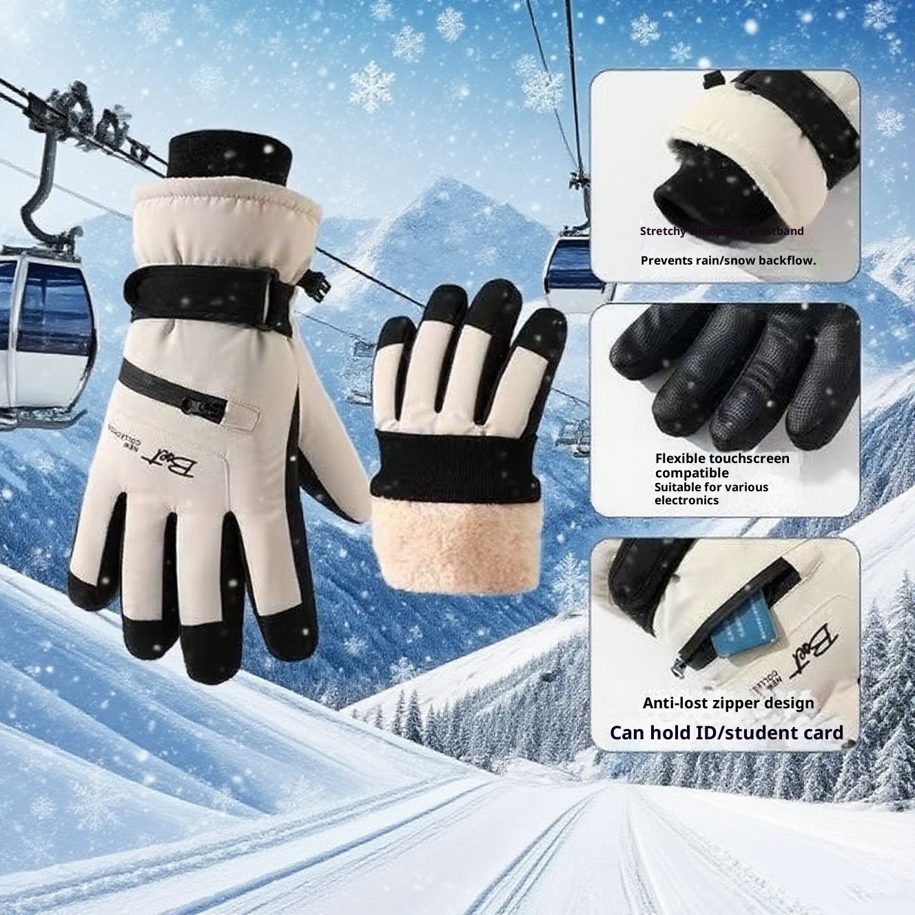 ActiveGo Premium Ski Gloves For Women, Cycling Warm And Cold-Proof Riding Cotton Gloves, Touchscreen Windproof Outdoor Thickened_voghion.com