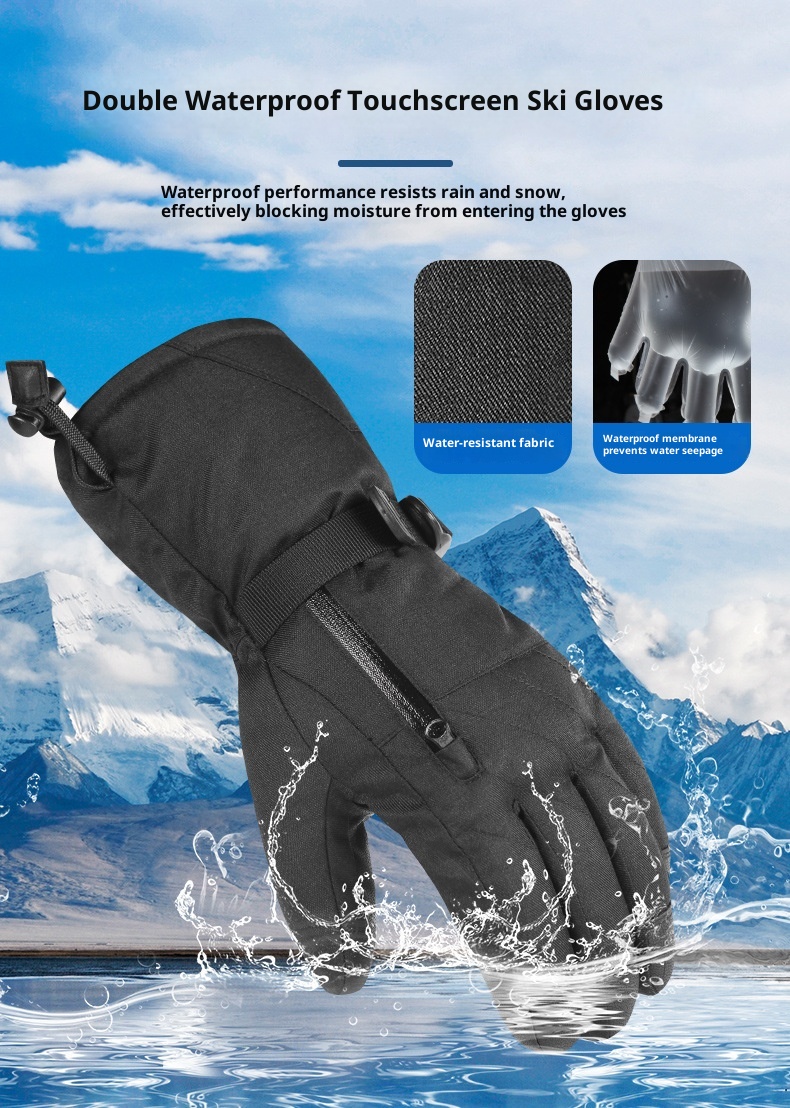 ActiveGo Winter Ski Gloves For Men, Touchscreen Motorcycle, Fleece Lined, Warm, Thickened, Waterproof, Windproof, Cold Resistant,_voghion.com