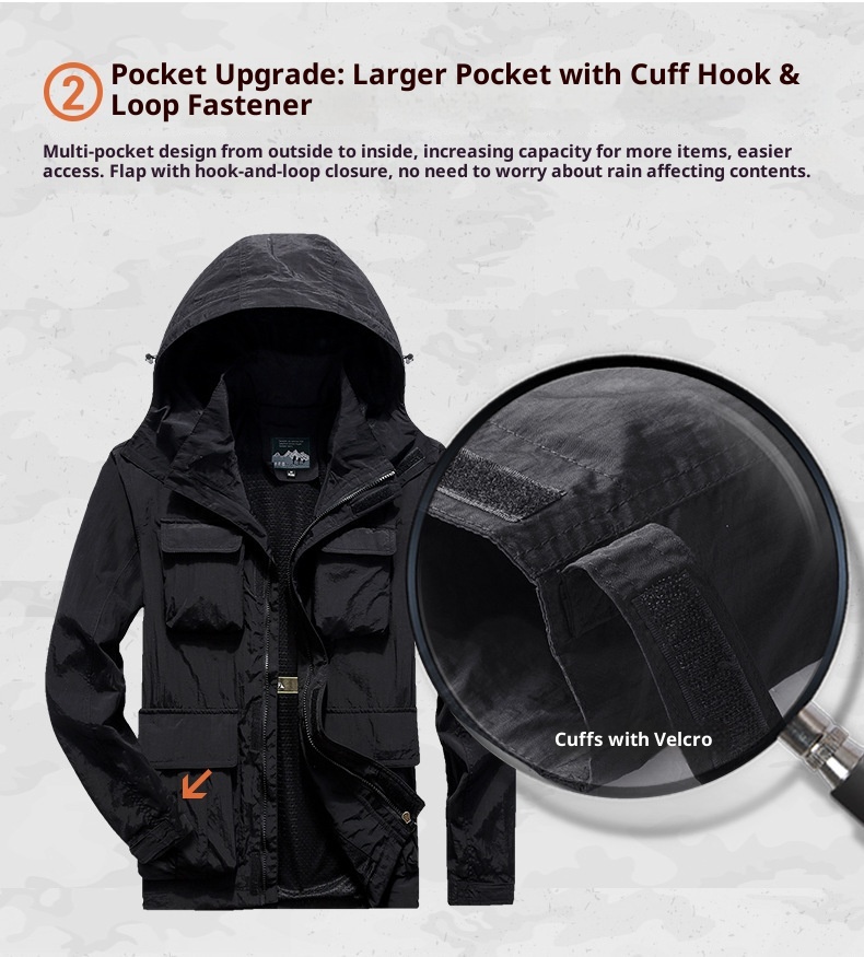 Giacca da uomo ActiveGo ActiveGo Cross-Border, taglie forti, ad asciugatura rapida, impermeabile, per attività all'aria aperta_voghion.com