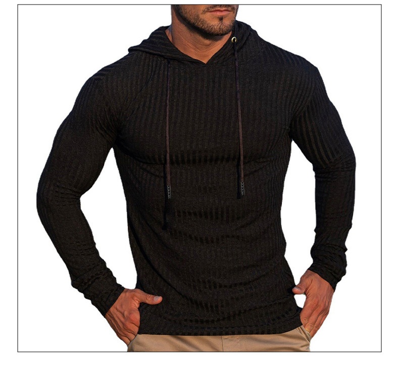 ActiveGo ActiveGo Cross-Border Muscle Fitness Europäischer und amerikanischer Herren-Sportpullover mit langen Ärmeln, schmaler Passform, Kapuze, ideal für Outdoor-Laufen, mit Kapuze_voghion.com