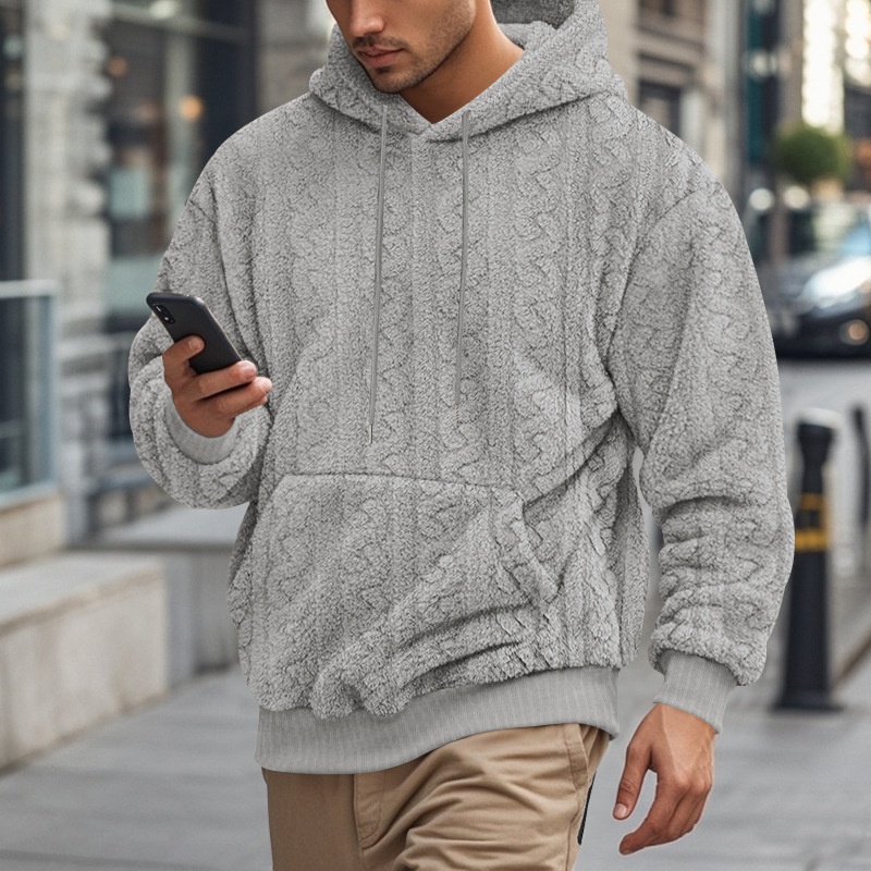 ActiveGo ActiveGo Cross-Border European And American Outdoor Autumn Winter New Men's Hooded Jacquard Teddy Fleece Sports Casual_voghion.com