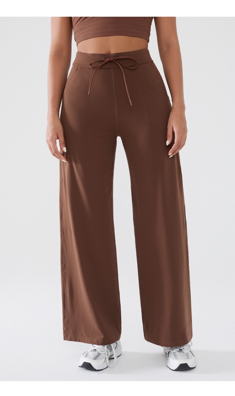 001 Damen Freizeit-Sporthose, locker geschnitten, schnelltrocknend, gerader Schnitt, hoher Bund, Bauchkontrolle, Yogahose, weites Bein_voghion.com