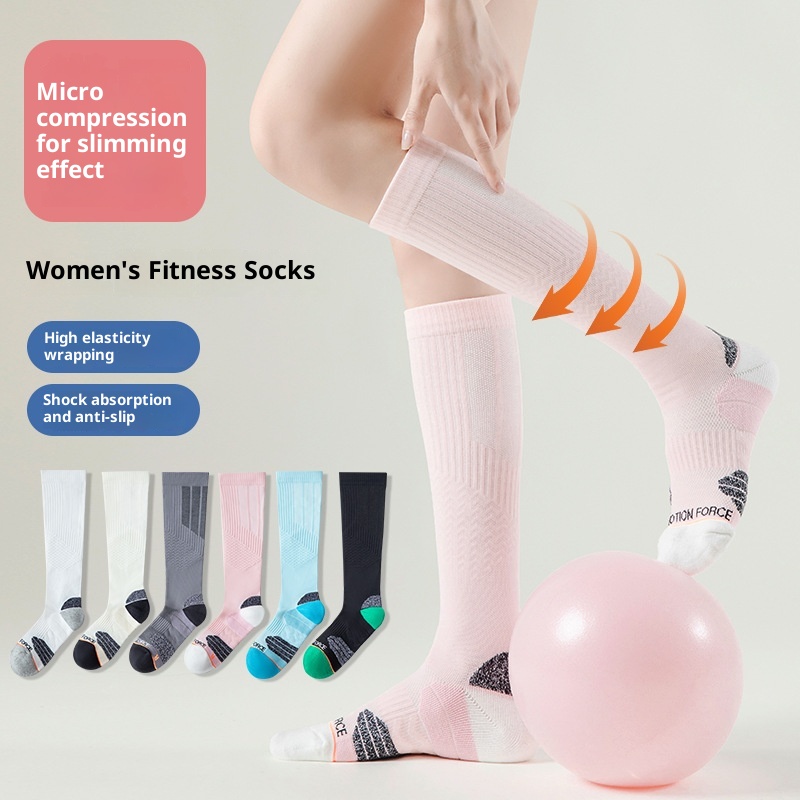 001 Calzini lunghi da donna alla moda, alla moda, a compressione per polpacci, professionali, per il fitness, dimagranti, modellanti, per la corsa, per lo yoga al coperto_voghion.com