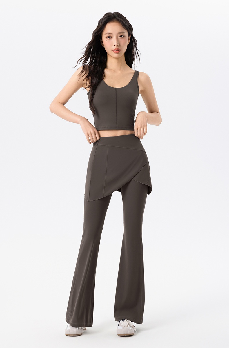 Ensemble deux pièces 001 pour femme : jupe évasée taille haute amincissante pour le sport en extérieur, le fitness, le Pilates et le yoga._voghion.com