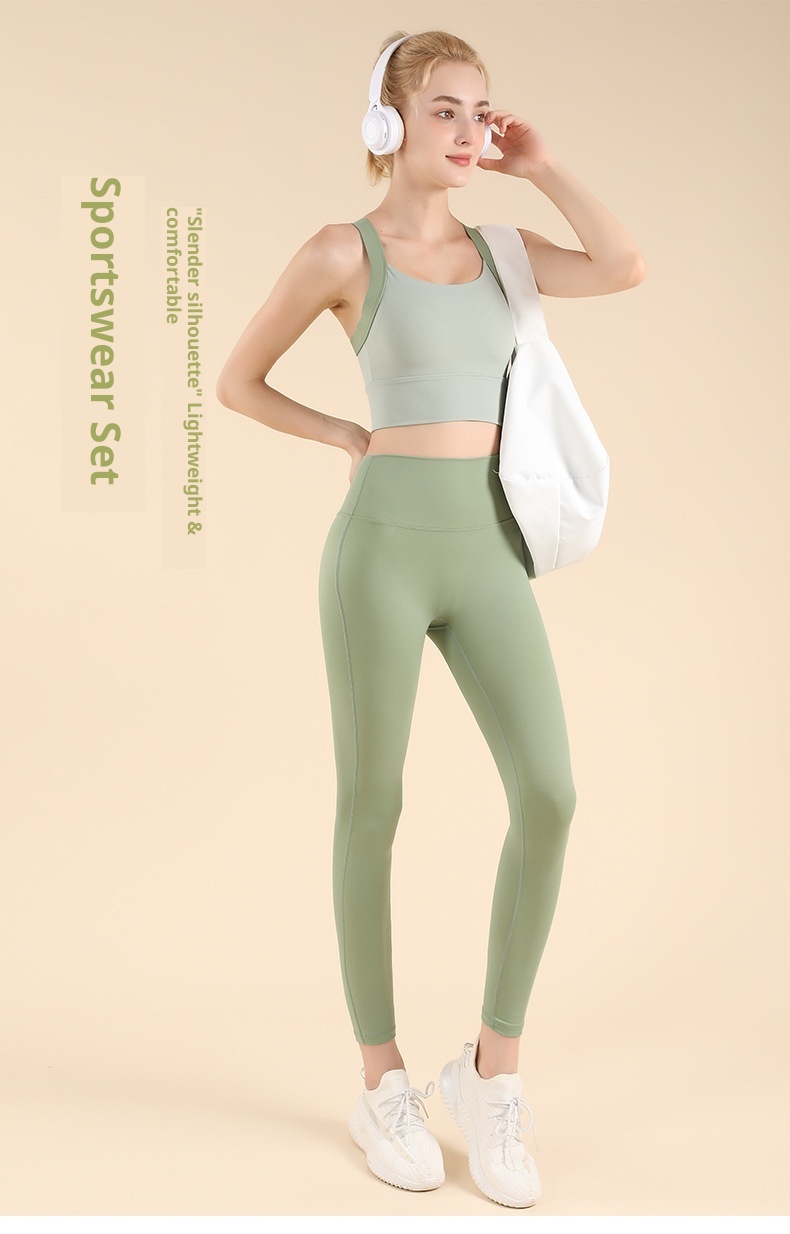 001 Farbblock-Sportset mit Cross-Design, Laufweste, High-Intensity-Yogaweste, Pilates-Fitnessweste mit integriertem Cup, schöne Rückenpartie_voghion.com