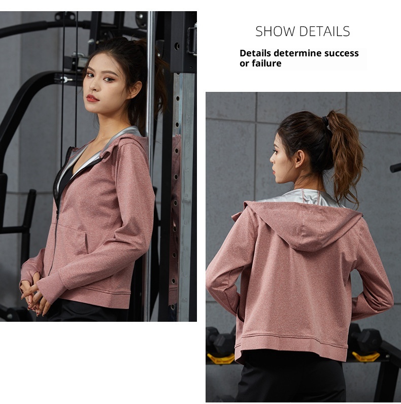 001 Cross-Border Running Sports Fitness Damen Figurformende Yoga Langarm Kapuzenjacke Trainingsanzug_voghion.com