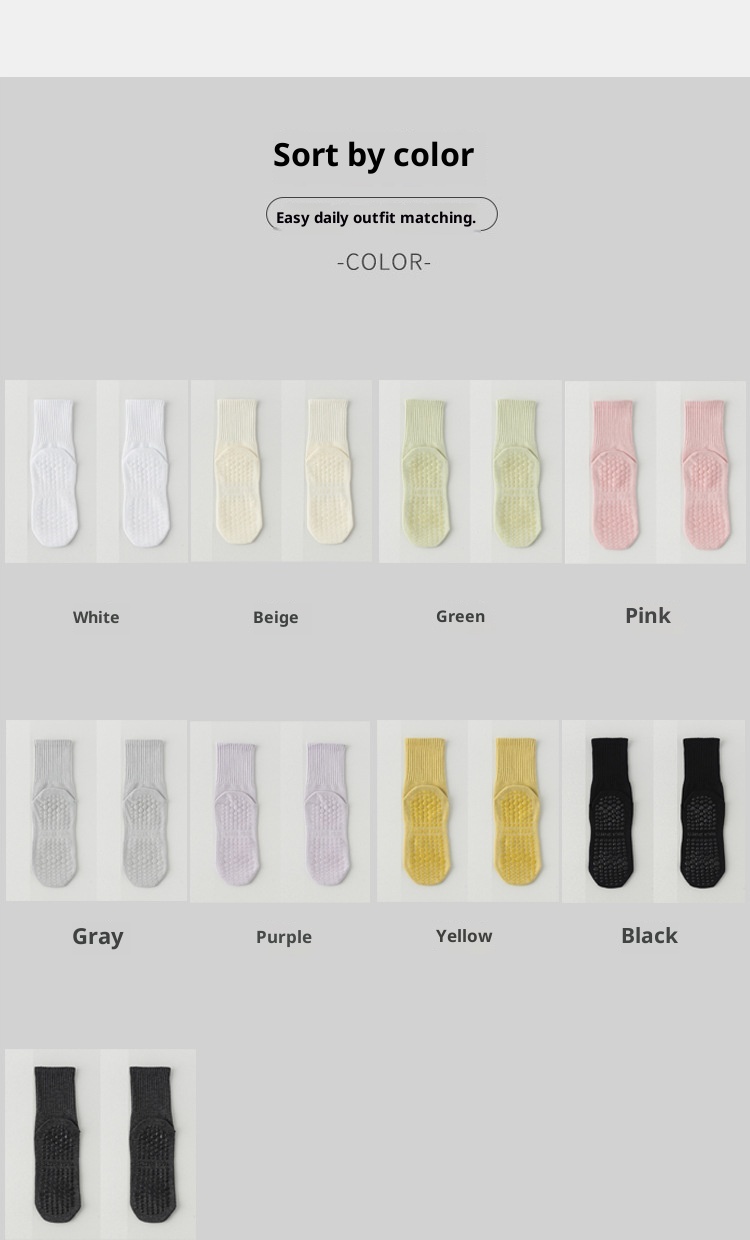 Chaussettes de yoga pour femmes, en coton, mi-mollet, idéales pour l'été, le fitness, la danse et le Pilates. Antidérapantes et sans coutures, elles sont parfaites pour le sport et le sol._voghion.com