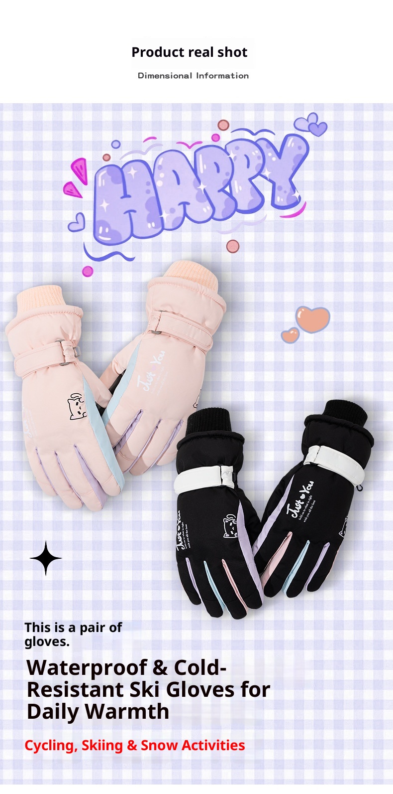 ActiveGo Full Palm Touchscreen Women Winter Fleece Lined Thickened Cold-Proof Outdoor Riding Motorcycle Warm Non-Slip_voghion.com