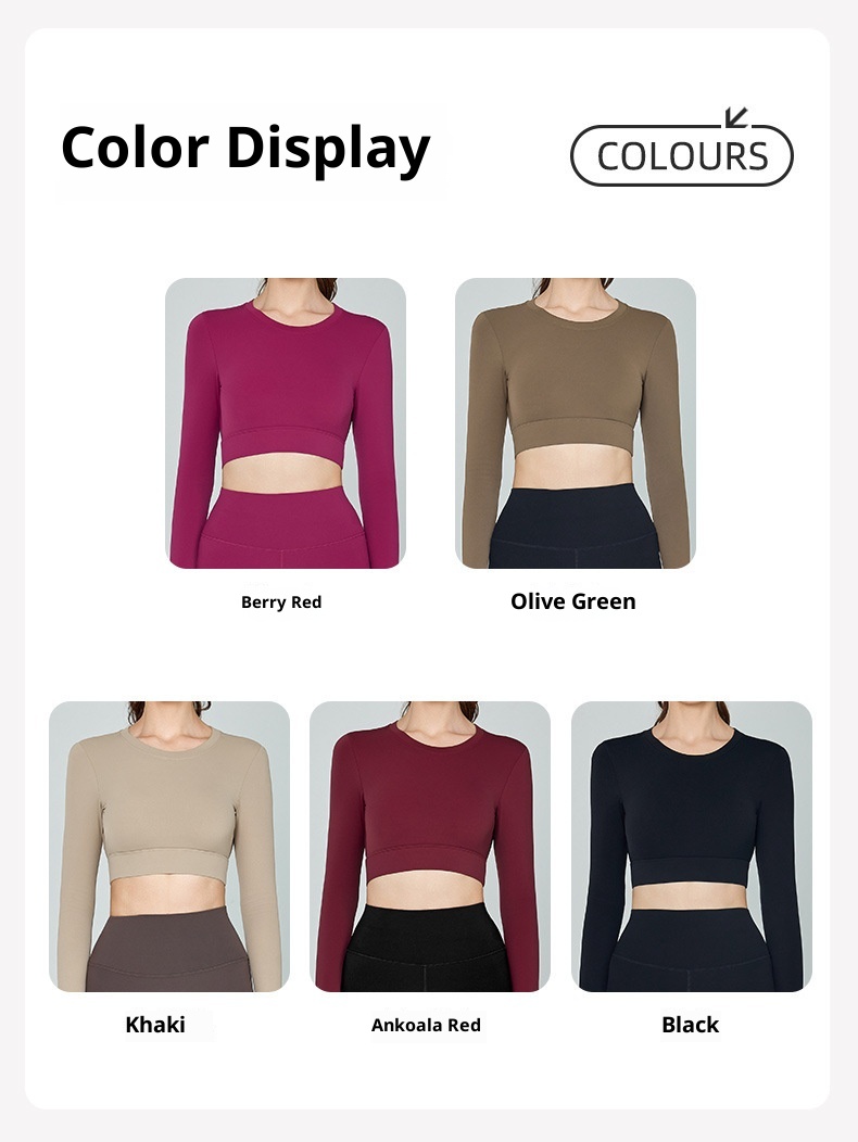 001 Cross-Border Sexy Back Yoga Shirt Long Sleeve With Chest Pad Slim Fit Short Sports Top Running Training Fitness Cover-Up_voghion.com