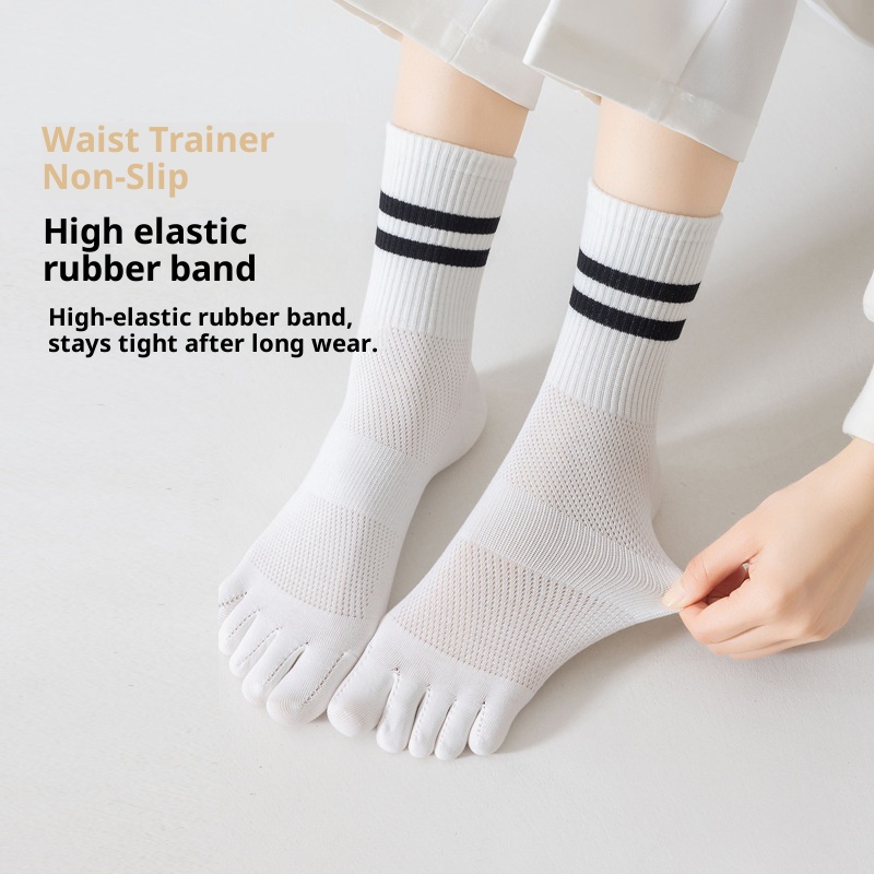 001 Yoga For Women, Sweat-Absorbent, Breathable, Finger-Separated High Elasticity, Mesh Five-Toe Socks, Non-Slip Fitness_voghion.com