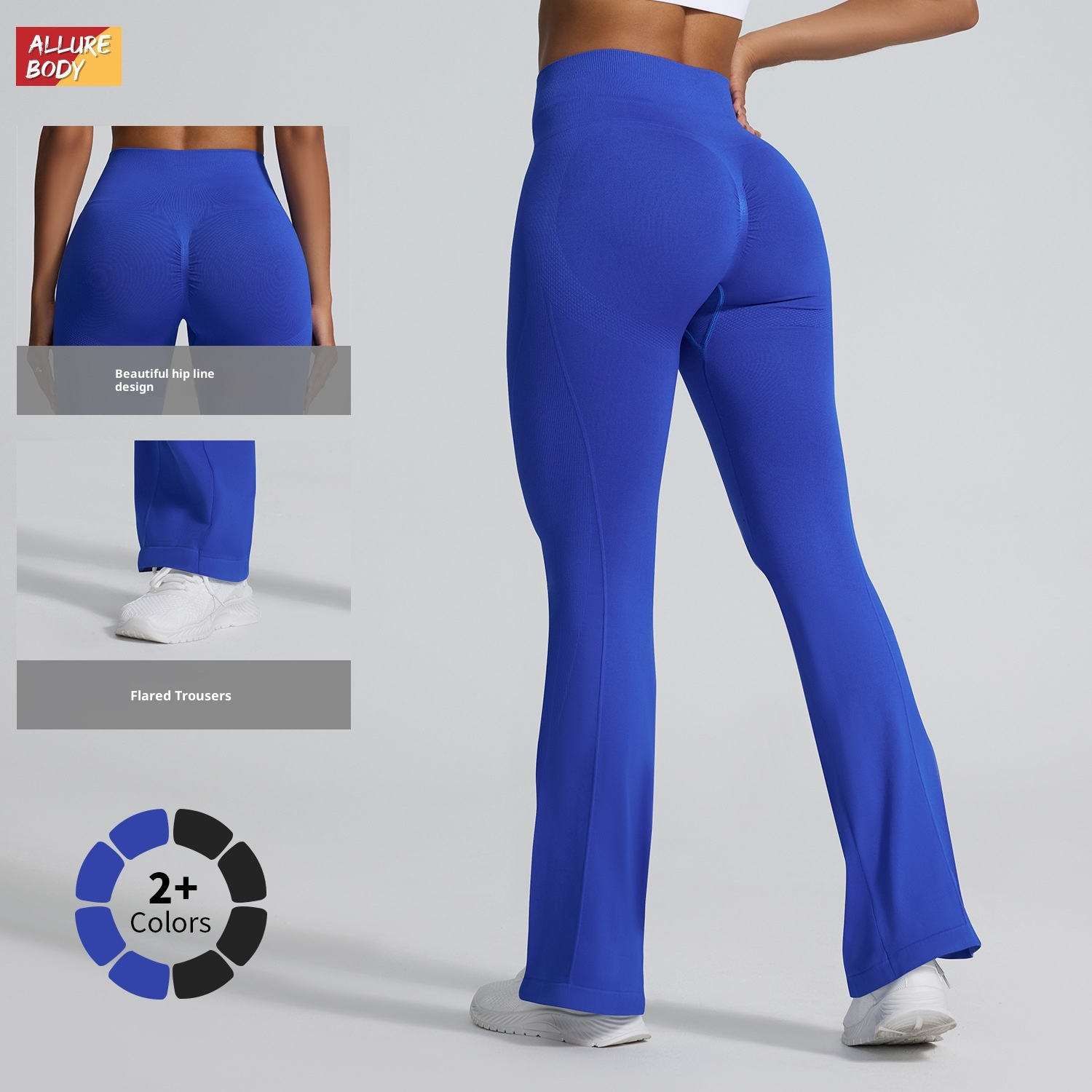 001 En stock Nouveau pantalon de sport évasé pour femme, effet push-up, coupe slim, jambes droites, jambes larges, idéal pour le fitness et le yoga_voghion.com