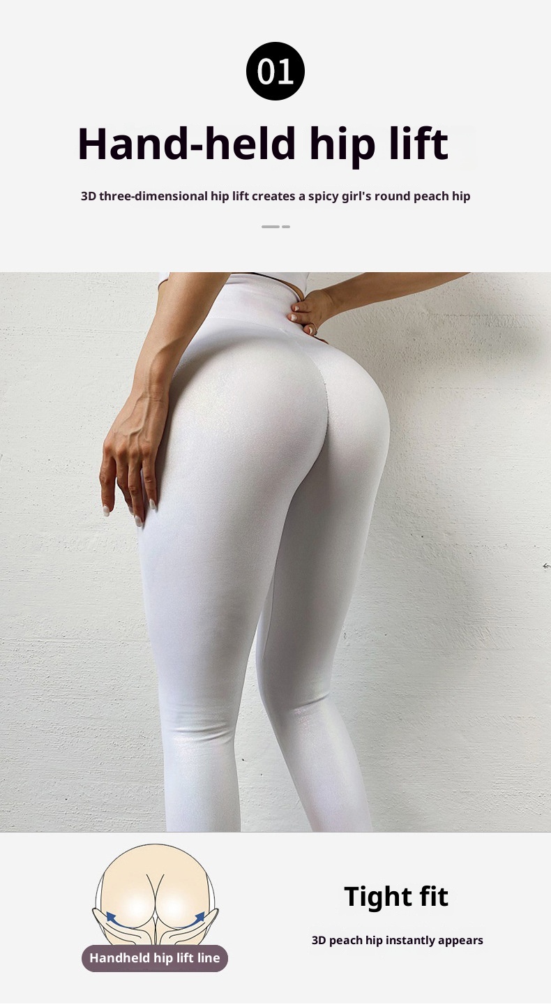 001 Peach Pearlescent Leather Shiny Sports Tight Hip Lift Fitness Quick-Dry Breathable Yoga Pants For Women_voghion.com