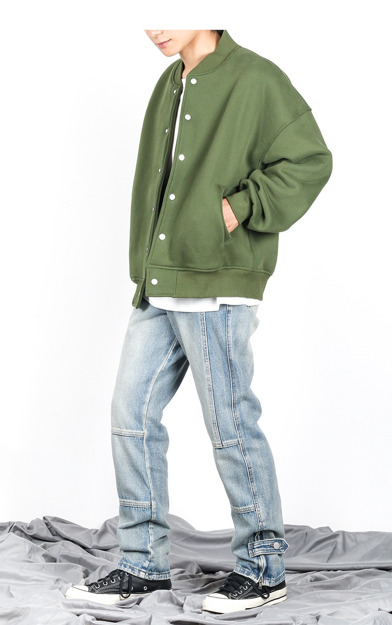 ActiveGo ActiveGo MIX Men's Clothing 2025 Autumn Winter Fleece Solid Color Baseball American Retro Trendy Brand Flight Jacket Fog Coat Top_voghion.com
