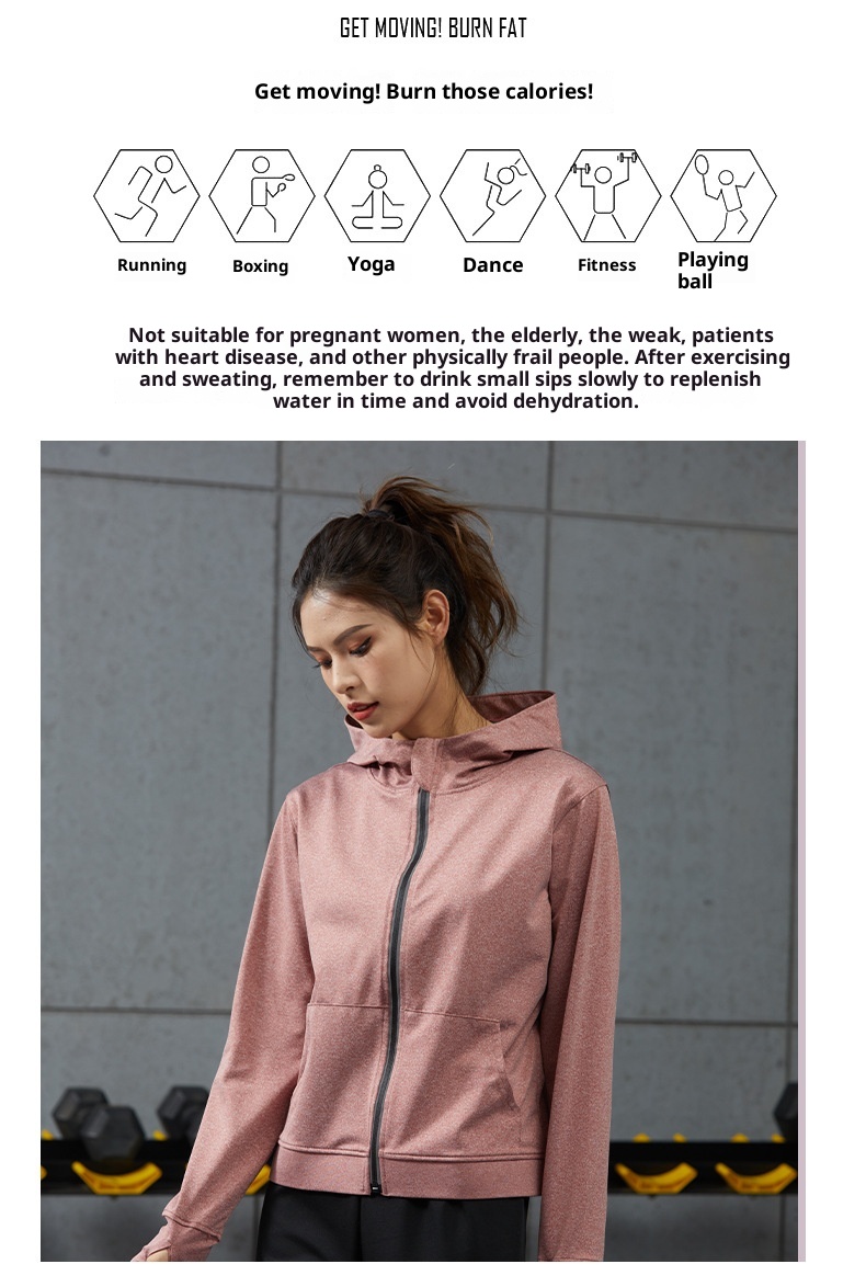 001 Cross-Border Running Sports Fitness Damen Figurformende Yoga Langarm Kapuzenjacke Trainingsanzug_voghion.com