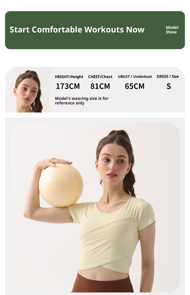 001 Summer Thin Padded Short Sleeve T-Shirt Running Sports Slim Cross Top Yoga Breathable Quick-Dry Fitness Clothing_voghion.com