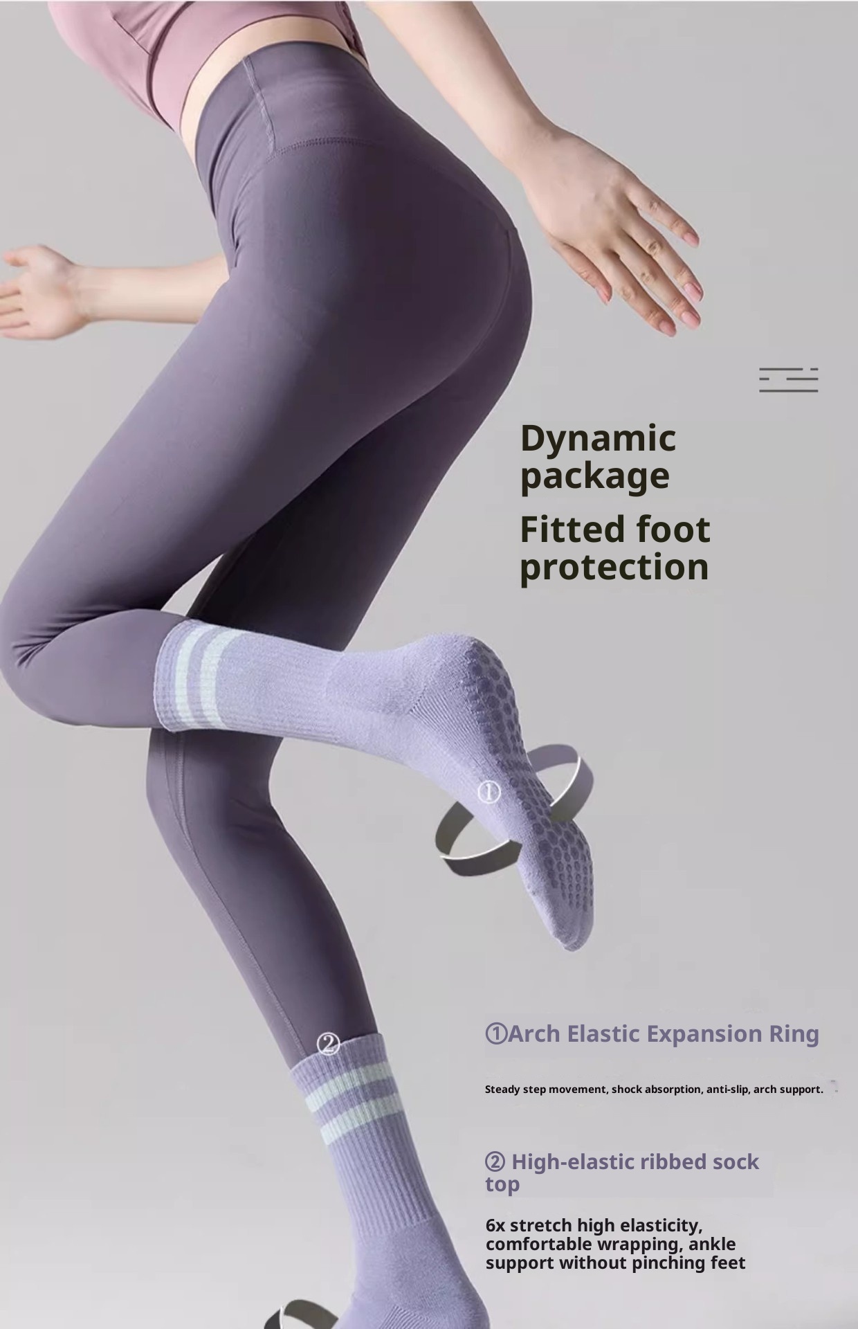 001 Yoga Professional Damen Pilates Verdickte Sport Fitness Laufseil Springseil Hochdruck Anti-Rutsch Socken_voghion.com