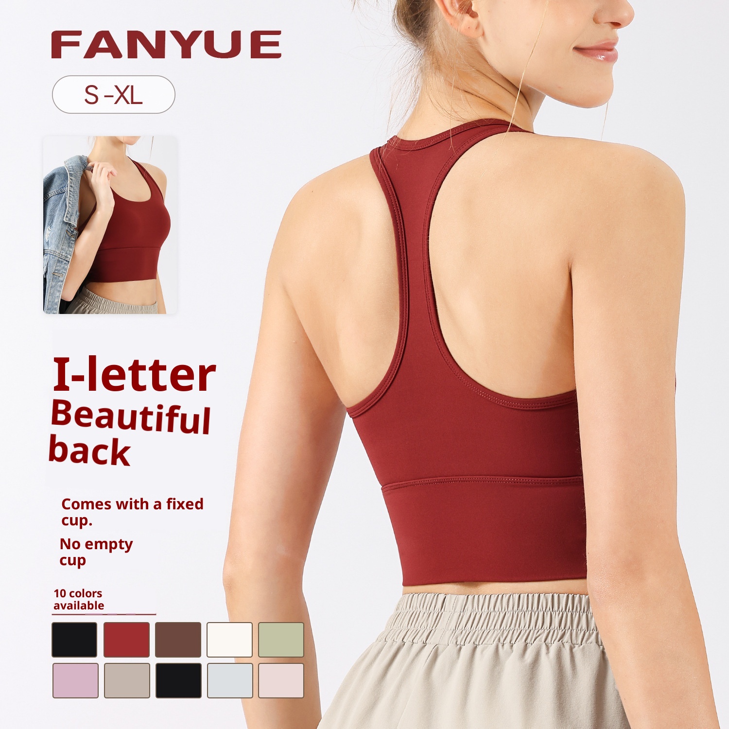 001 Sports Bra Women, Shockproof Fixed Cup Top, Fitness Shirt, Running Quick-Dry Red Bra, Yoga Vest For Spring_voghion.com