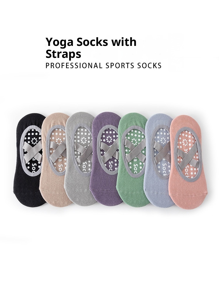 001 Yoga Home Exercise Floor Socks Cross Strap Non-Slip Heel Grips Dotted Anti-Slip Pilates Silicone Indoor Fitness_voghion.com