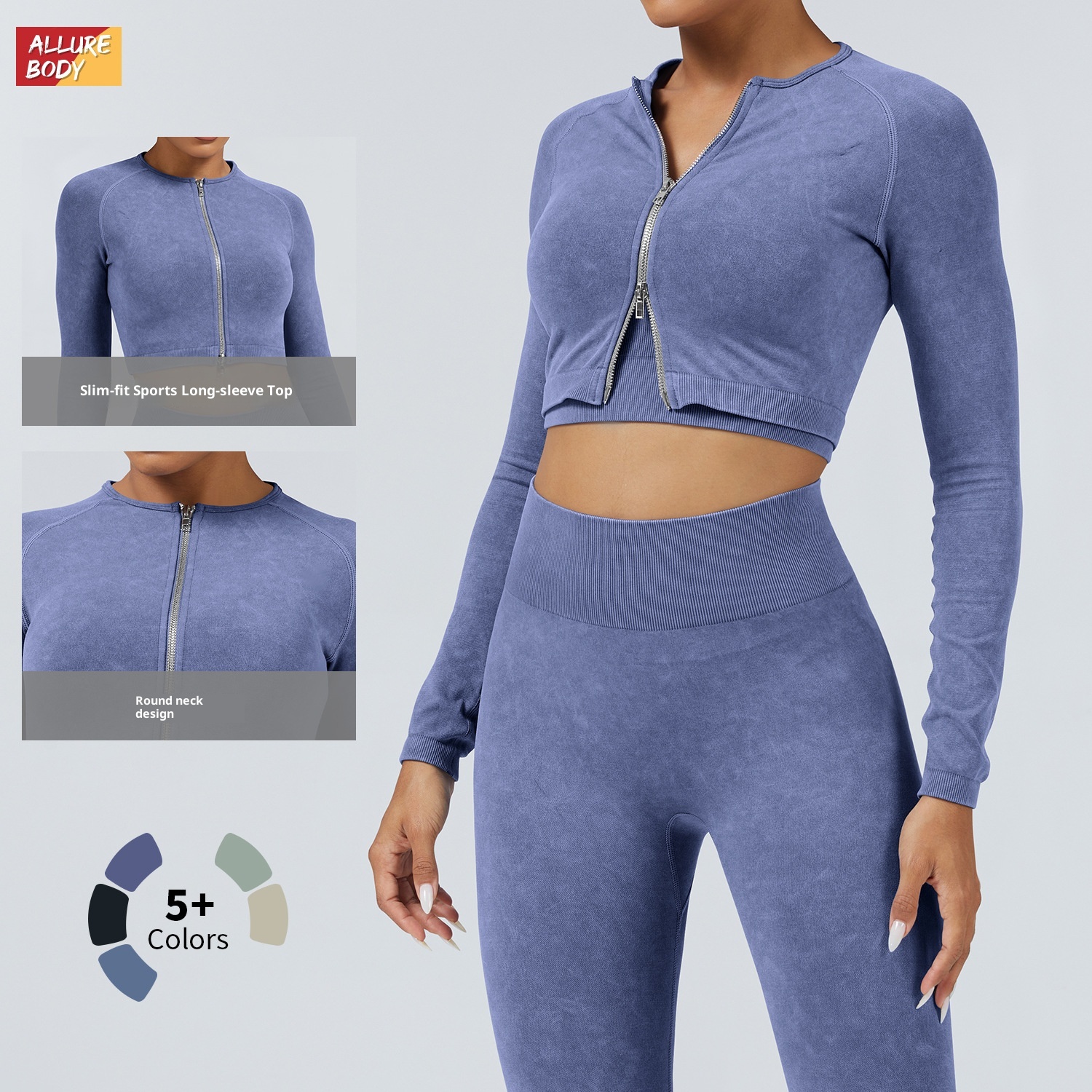 001 In Stock European And American Style Autumn Winter Tight Sports Bra Top Seamless Pants Fitness Long Sleeve Yoga Outfit_voghion.com