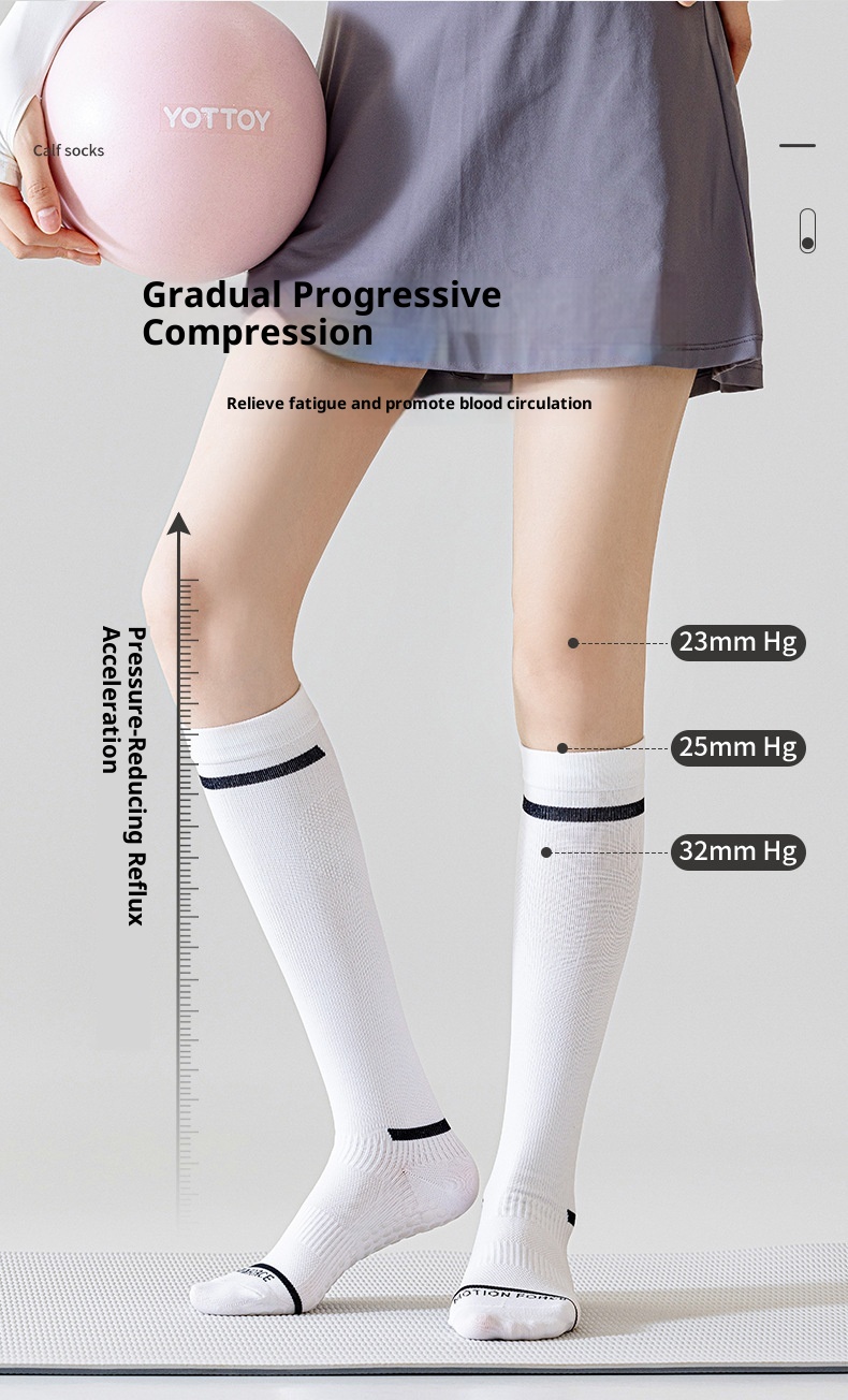 001 Yoga Women Non-Slip Professional Sports Calf Slimming Pilates Running Jump Rope Muscle Compression Socks_voghion.com