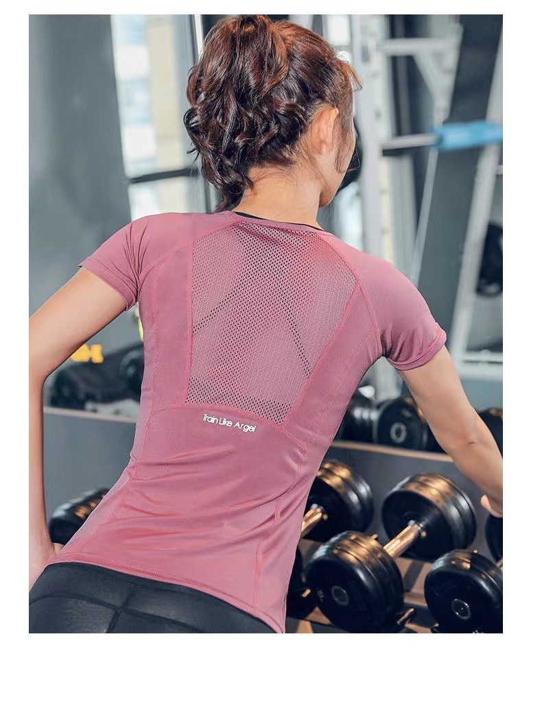 Camiseta de mujer 001, transpirable y de secado rápido, corte ajustado, ideal para entrenamiento físico, correr y yoga._voghion.com
