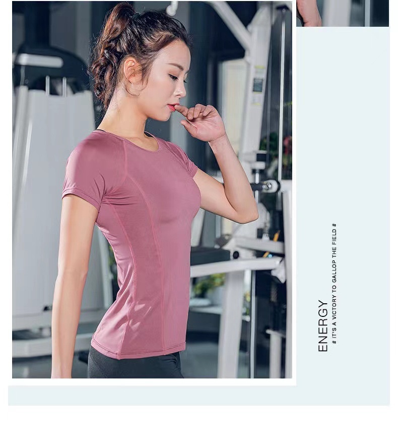 Camiseta de mujer 001, transpirable y de secado rápido, corte ajustado, ideal para entrenamiento físico, correr y yoga._voghion.com