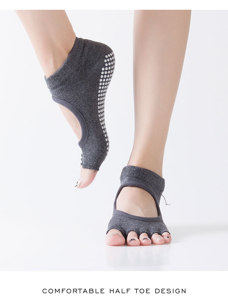 001 In Stock Direct Shipping Korean Hot Sale Open Back Yoga Five Toe Pointed Yogo Fitness Non-Slip Floor Socks_voghion.com