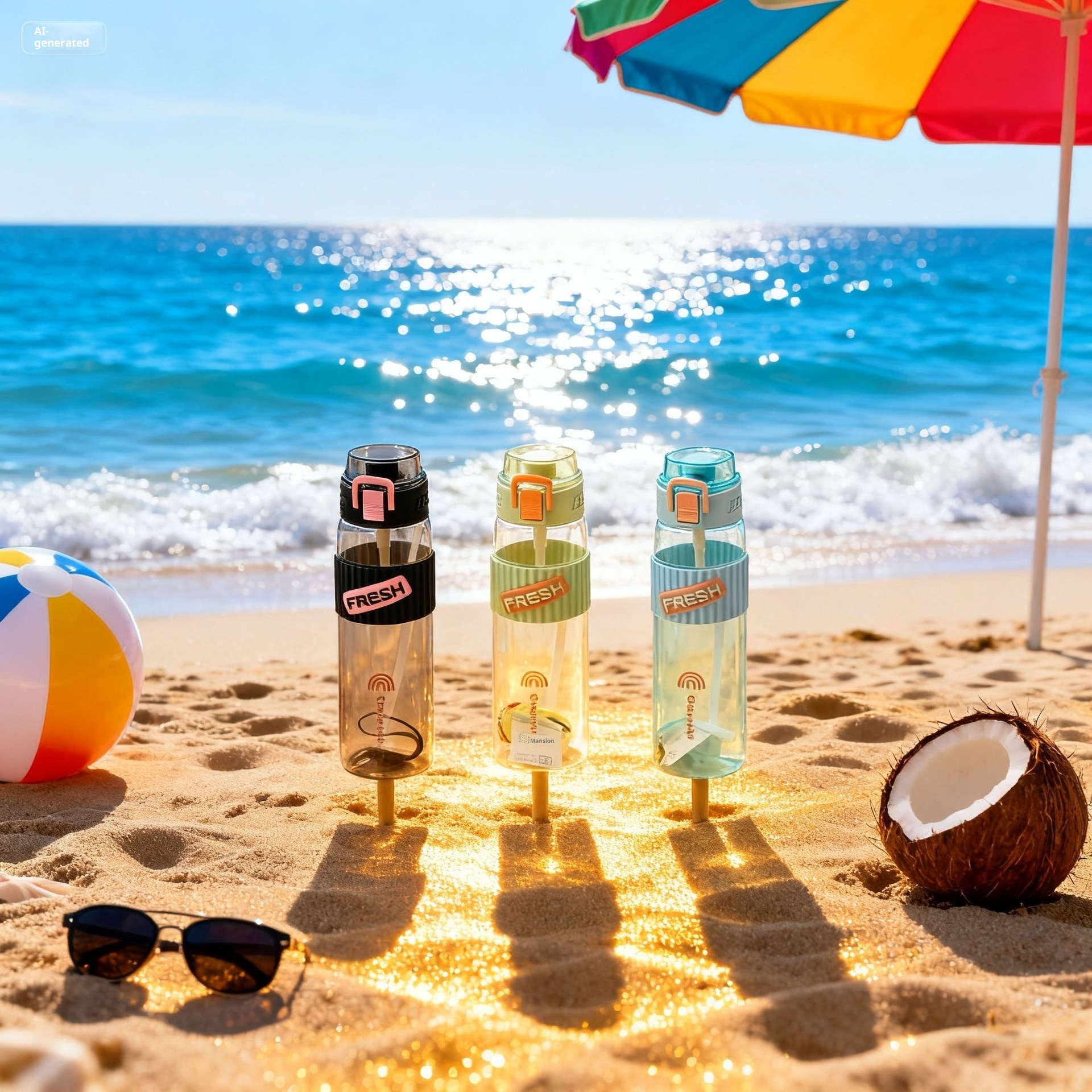 001 Large Capacity Aesthetic Outdoor Sports Bottle Anti-drop High Temperature Resistant Portable Straw Korean Version_voghion.com