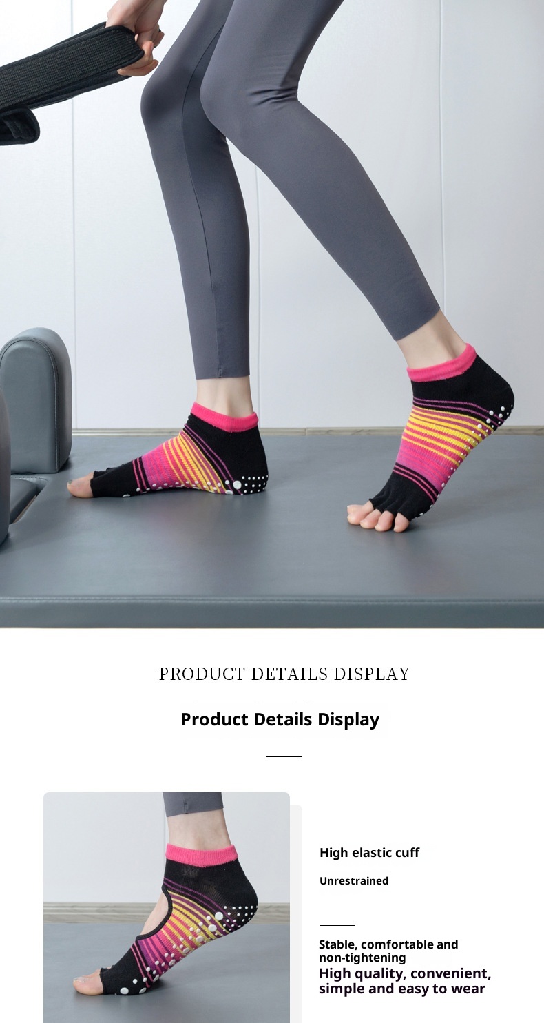 001 Pilates Women Professional Non-Slip Open Sports Fitness Toe Separator Striped Yoga Socks In Stock Wholesale_voghion.com