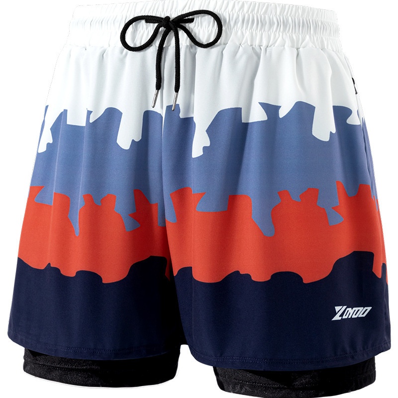 001 Adult Swimming New Men' Double Layer Quick-Dry Anti-Embarrament Swim Trunk Boxer Looe Breathable Caual Beach_voghion.com