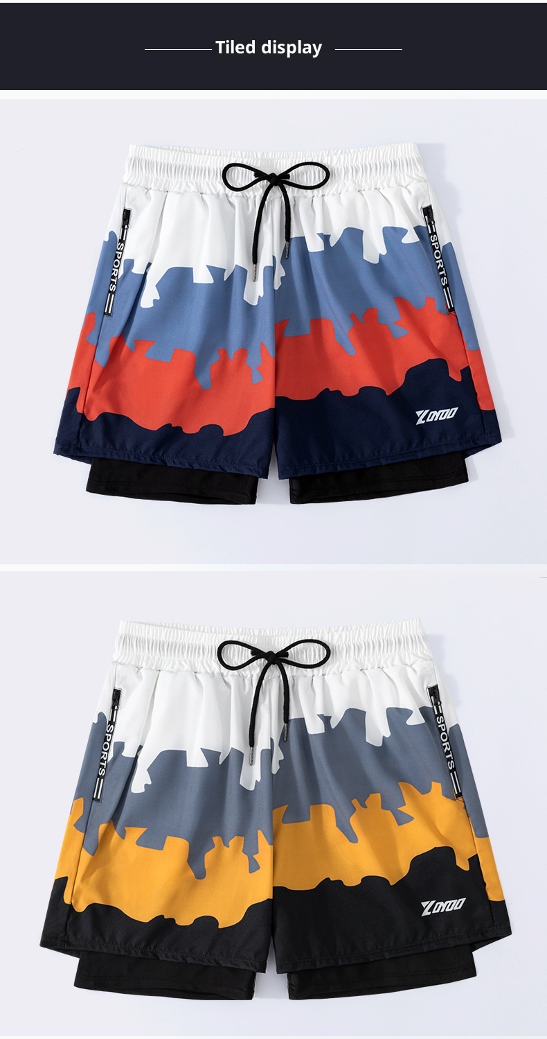 001 Adult Swimming New Men' Double Layer Quick-Dry Anti-Embarrament Swim Trunk Boxer Looe Breathable Caual Beach_voghion.com