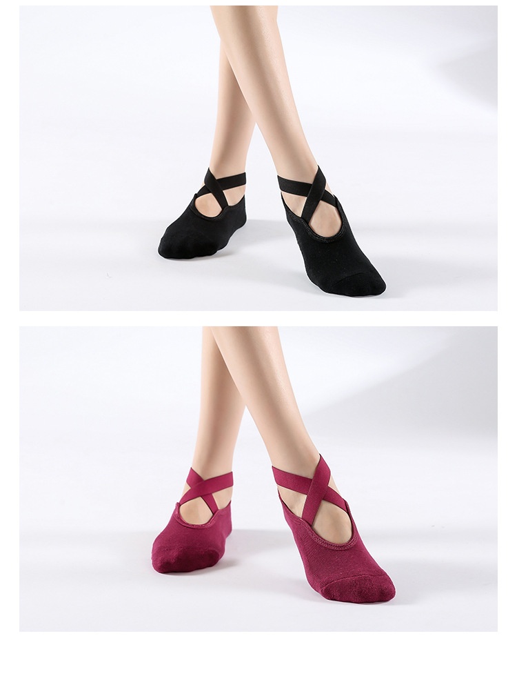 001 Calzini antiscivolo da donna per yoga, autunno e inverno, in cotone spesso, per pilates, danza e fitness, punta aperta, per interni_voghion.com