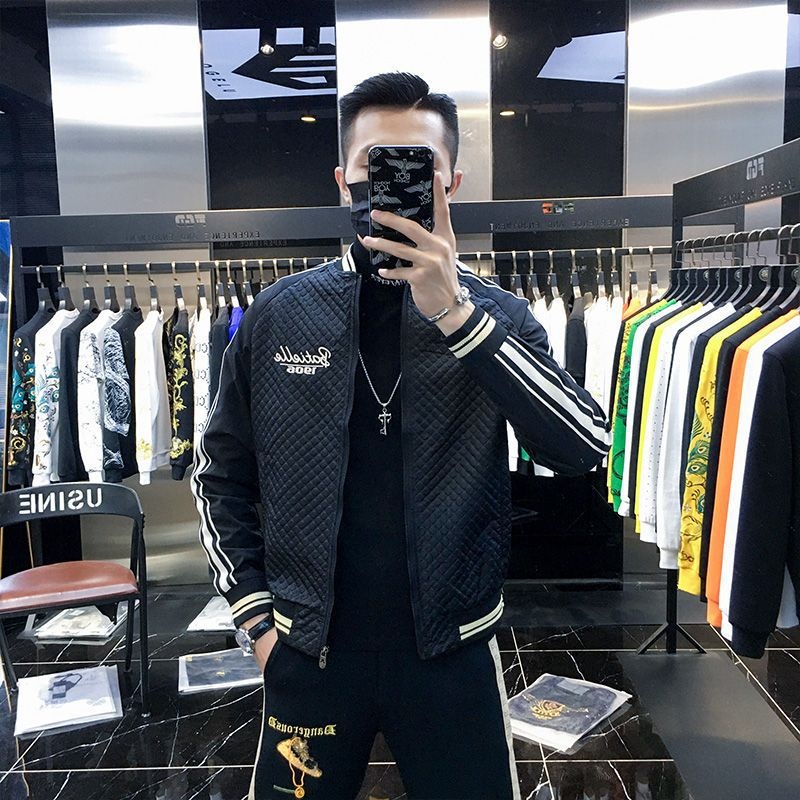 ActiveGo ActiveGo Giacca da baseball da uomo europea di alta qualità con patchwork ricamato, imbottita e calda, autunno 2023_voghion.com