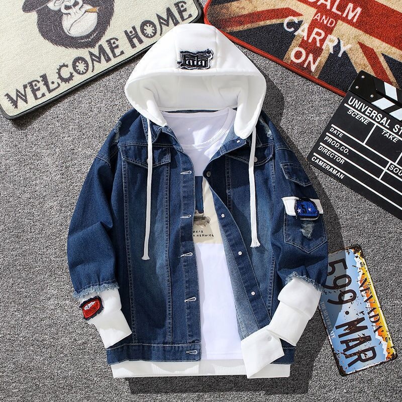 ActiveGo ActiveGo Spring And Autumn Hooded Denim For Men Korean Style Trendy Student Jacket Slim Fit Handsome Retro Top Men's Clothing_voghion.com