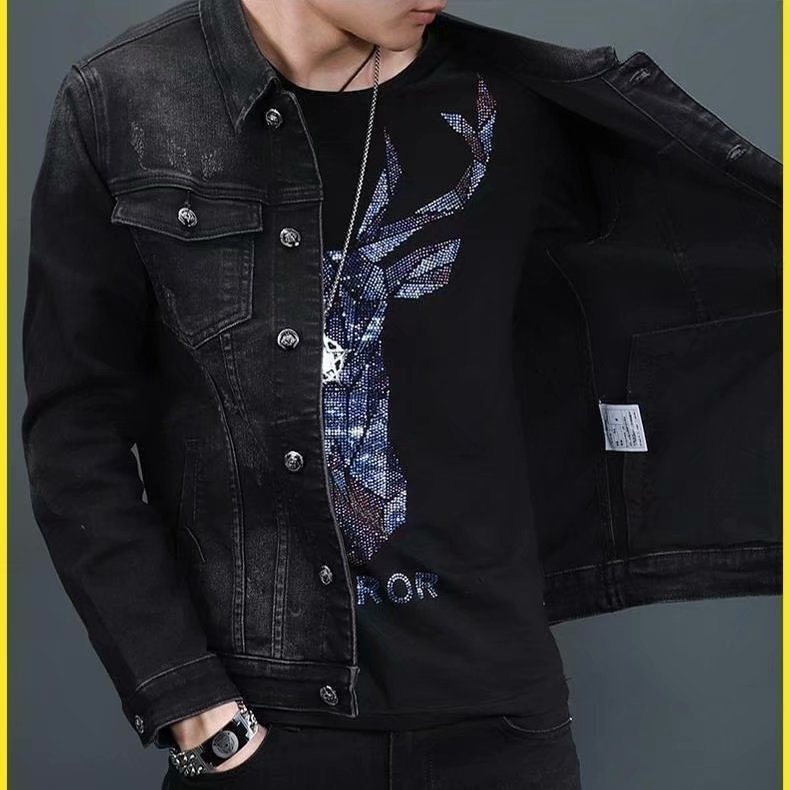 ActiveGo ActiveGo Men's Denim 2023 Spring And Autumn American Style Trendy Retro Coat Embroidered Jacket Versatile Top_voghion.com