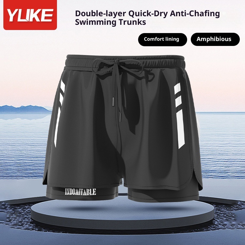 001 Trunks Men's Style Professional Anti-Embarrassment Double Layer Beach Shorts 2023 New Adult Swimming Gear Surfing_voghion.com
