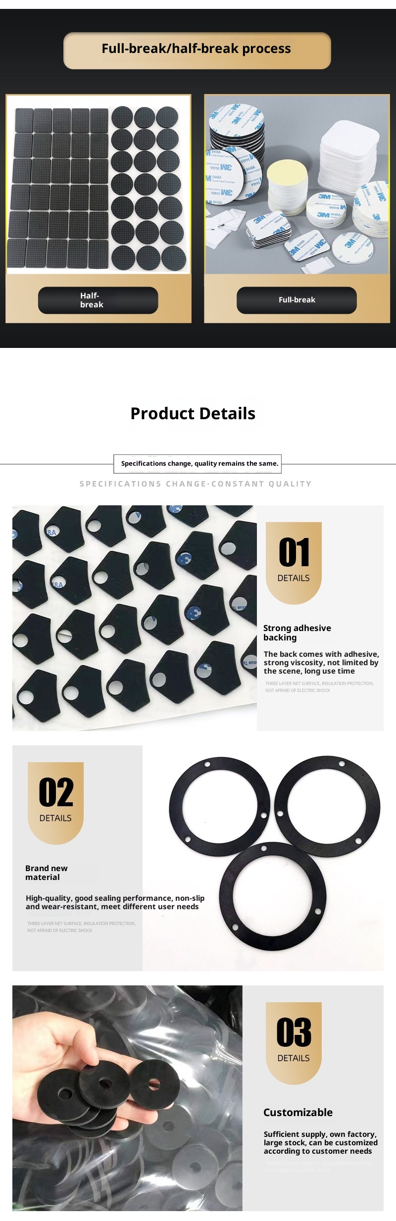 Small Deng Small Deng Self-Adhesive Feet Round Silicone Non-Slip Base Back Adhesive With Holes Wear-Resistant Grid Rubber Pads_voghion.com