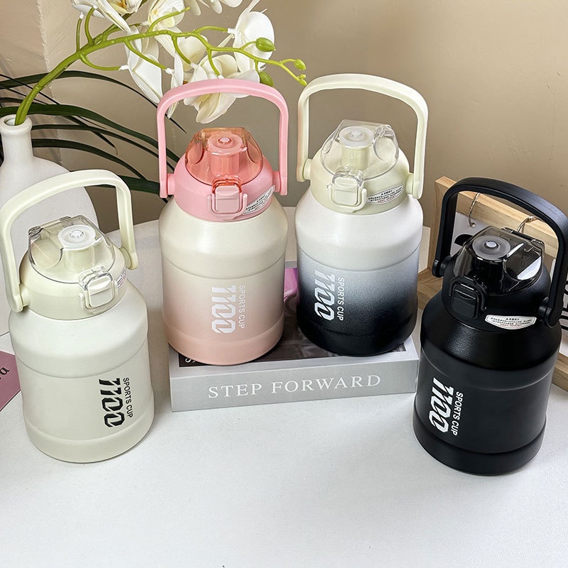 001 Borraccia termica in acciaio inossidabile di grande capacità con cannuccia per sport all'aperto, portatile, fitness, thermos_voghion.com