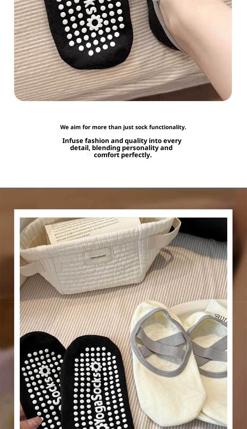 Chaussettes de sport pour femmes, modèle Yoga Pilates 001, fines, en coton, antidérapantes, sans déport du talon, idéales pour le sport et le fitness._voghion.com
