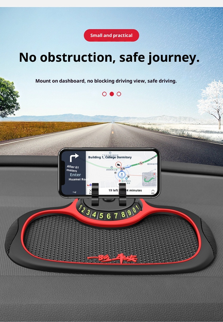 Xiao Deng Handyhalterung, multifunktional, mit Nationalflagge, rutschfest, für Armaturenbrett, Instrumententafel, Auto-Ablagematte, Parkplatznummernschild_voghion.com