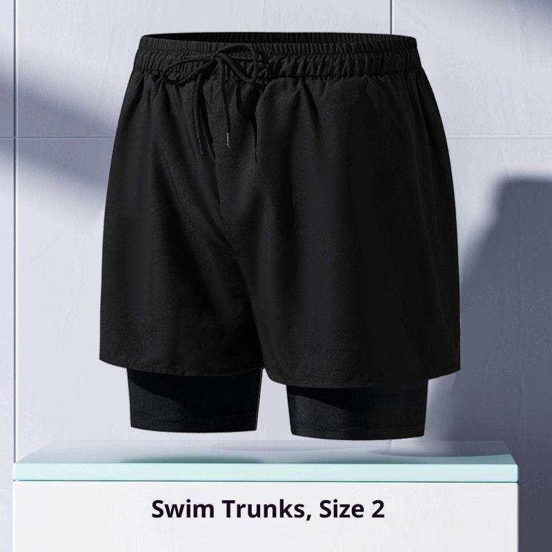 001 Costume da bagno da uomo per adulti, nuovo boxer largo alla moda professionale anti-imbarazzo a doppio strato ad asciugatura rapida, elastico alto_voghion.com