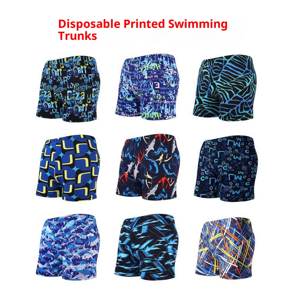 001 Manufacturer Wholesale Beach Disposable Printed Swim Boxer Loose Adult Men's Swimwear Swimming Trunks In Stock Supply_voghion.com