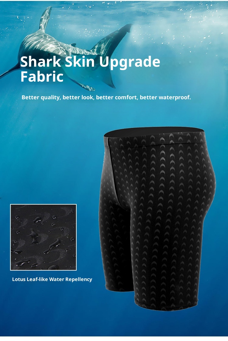 Short de natation professionnel mi-long pour homme, taille L, 5 points, modèle Shark Racing, vente directe d'usine._voghion.com